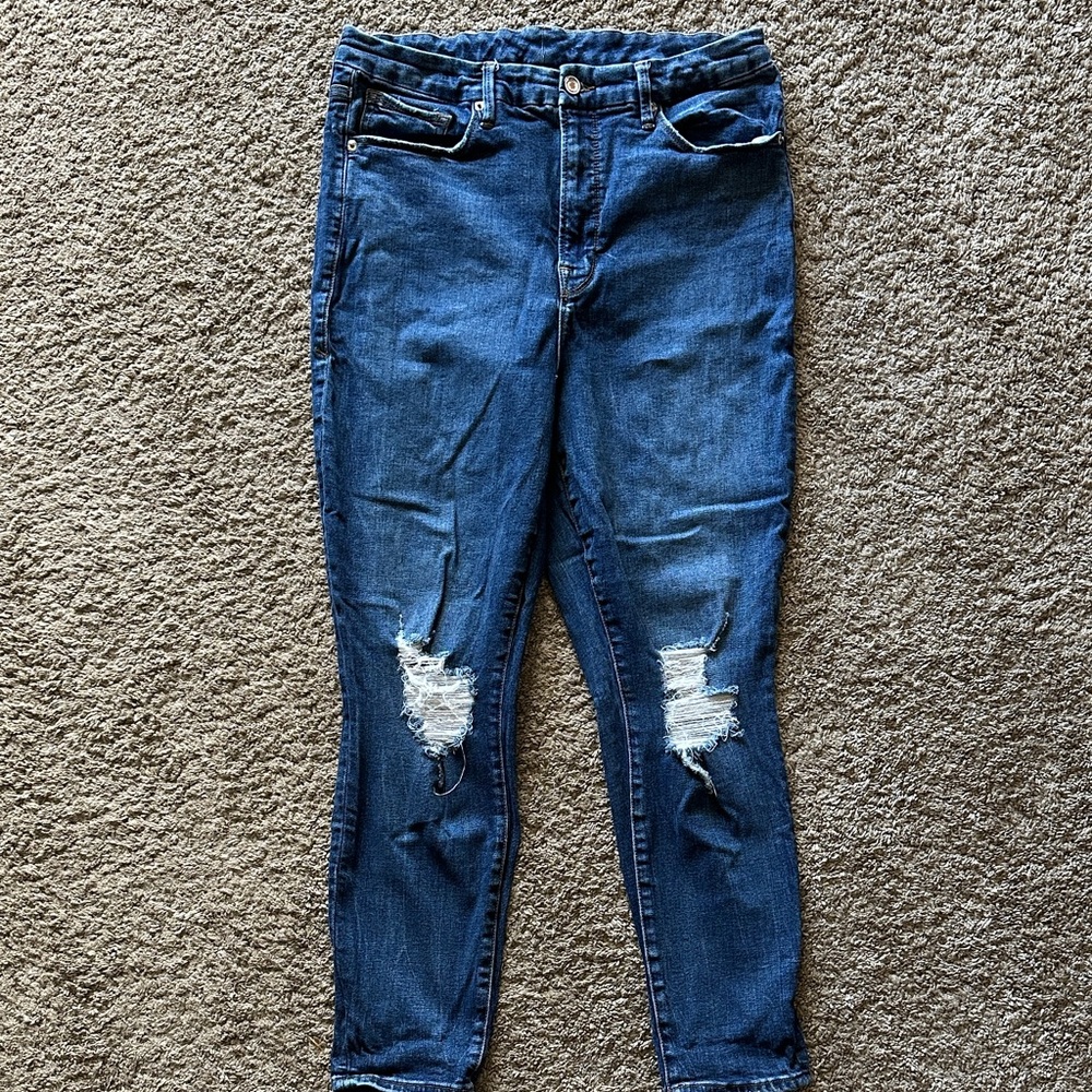 Good American Blue Distressed Skinny Jeans